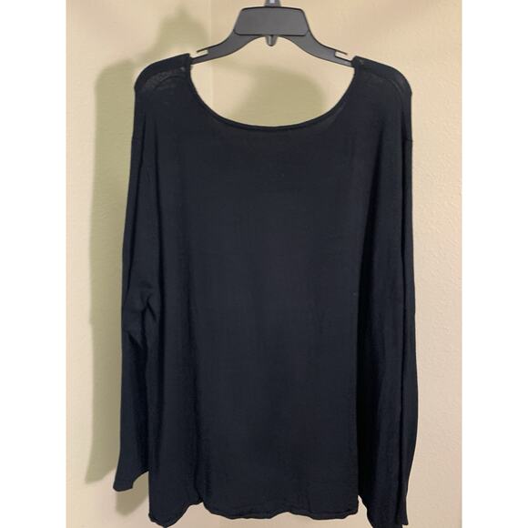 C Est 1946 Women's 18/20w Long Sleeve Black Sweater Soft Round Neck - Picture 3 of 4